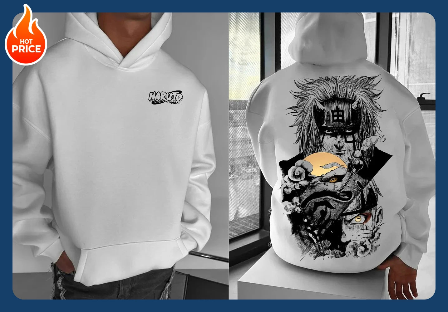 Naruto Sasuke Hoodie - Pure Cotton American Loose Sweater