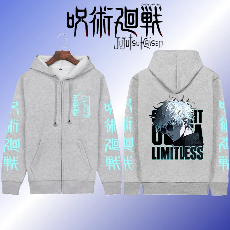 Jujutsu Kaisen Satoru Gojo Zip Hoodie - Harajuku Jacket