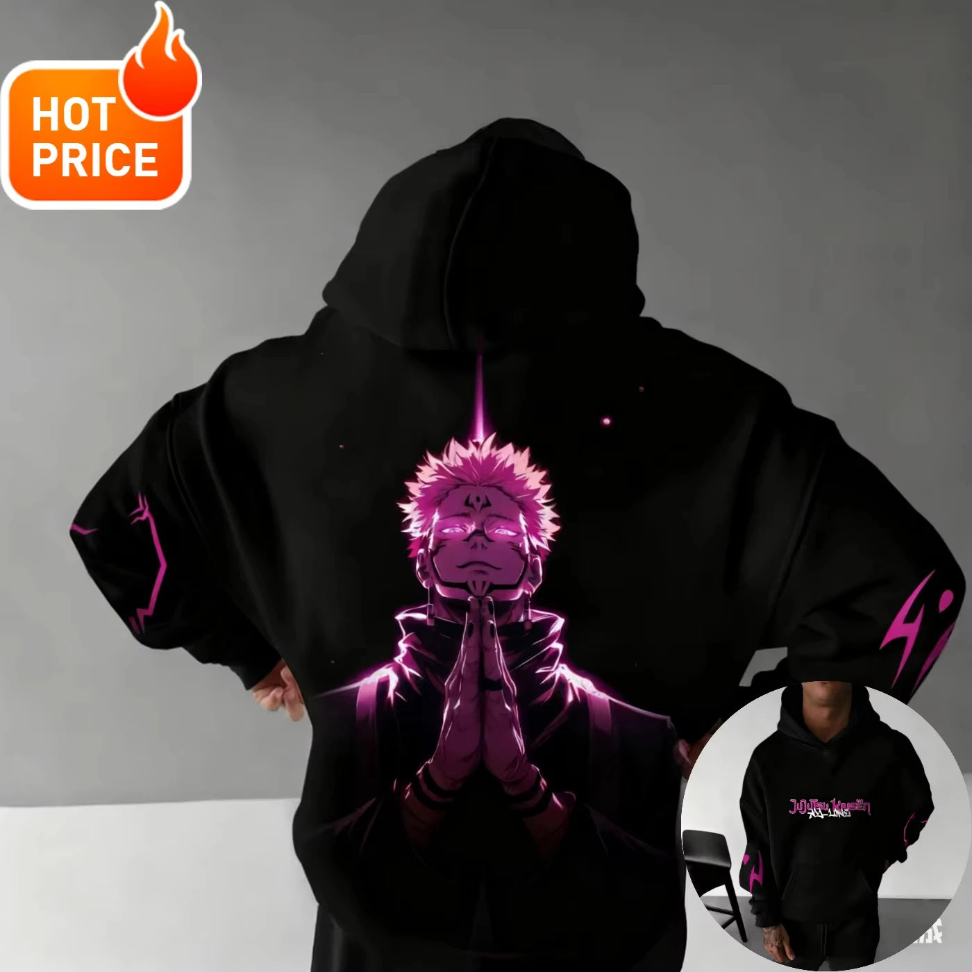 Jujutsu Kaisen Sukuna Hoodie - Vintage Oversized Harajuku
