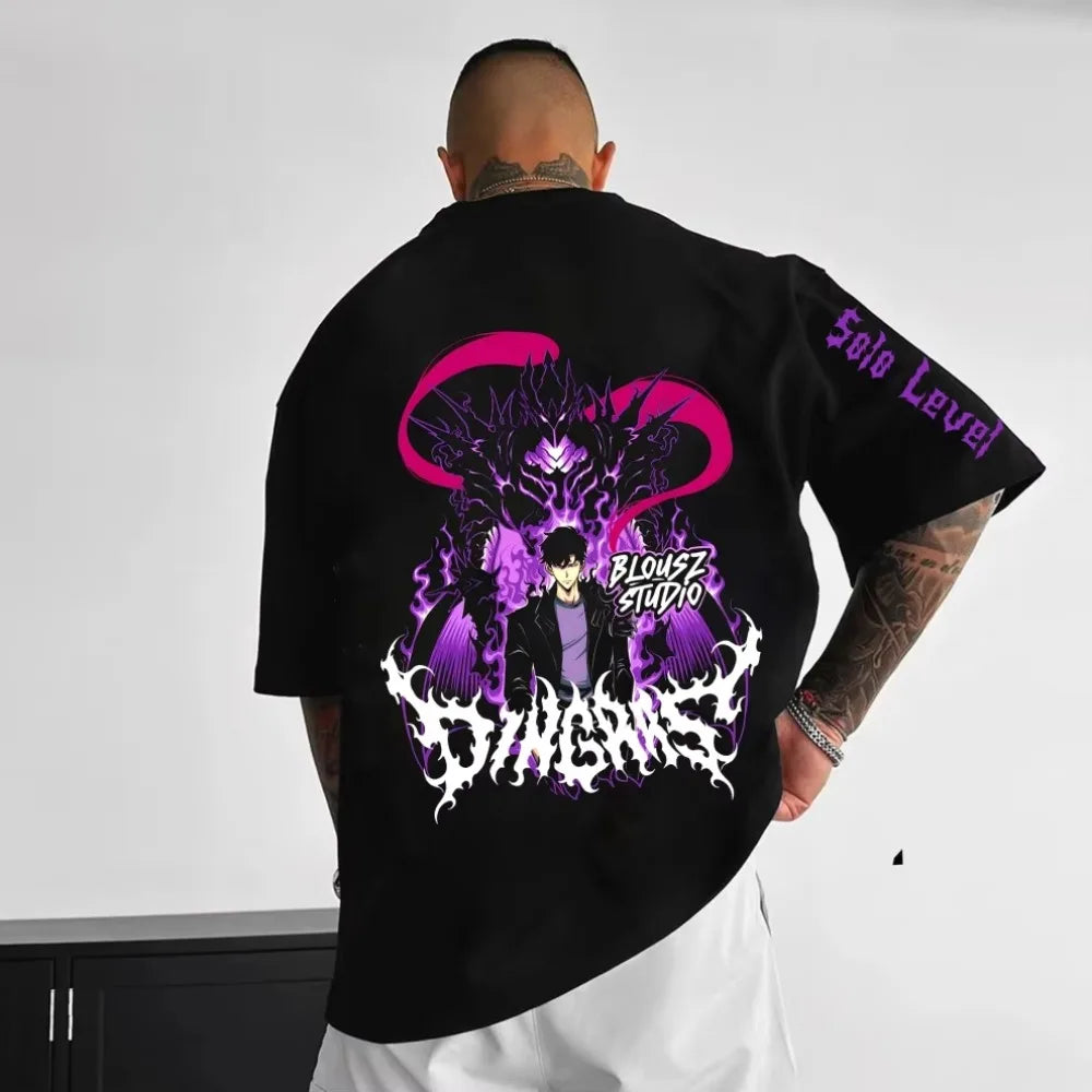 Solo Leveling Oversized T-Shirt - Y2K Anime Streetwear