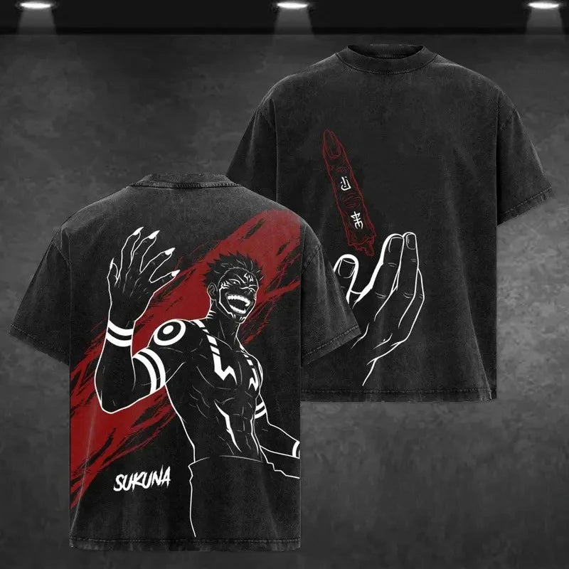 Jujutsu Kaisen Mahoraga T-Shirt - Washed Cotton Vintage Harajuku