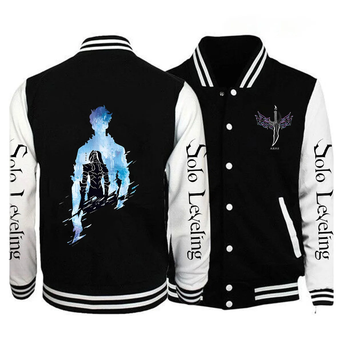Limited Edition Men Fashion Solo Leveling Print Baseball Jacket Button Jacket Outerwear 2025 Spring Oversized Streetwear Solo Leveling Jacket