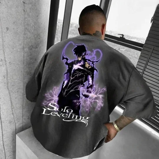 Solo Leveling Licensed Anime Tee 2025 - Official Manga Graphic Cotton Shirt, Y2K Loose Fit for Cosplay & Daily Wear