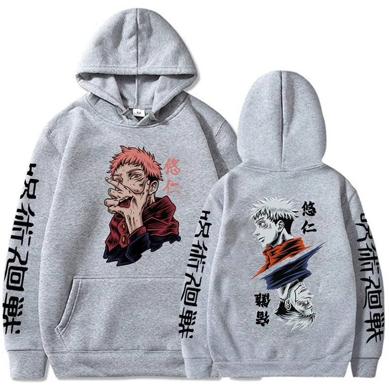 Jujutsu Kaisen Itadori Yuji Leisure Plus size student hoodie cross-grade fleece hooded sweatshirt Double-sided Graphic print