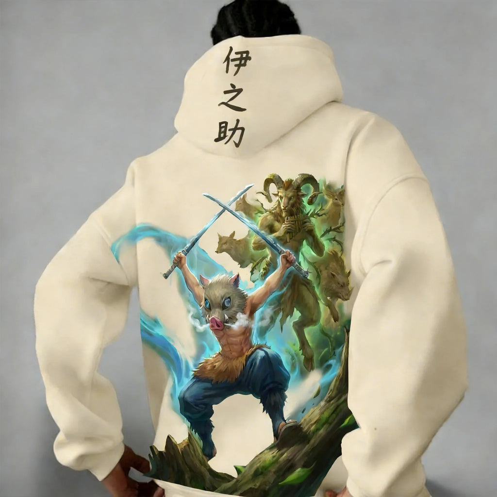 Demon Slayer Inosuke Hoodie - Y2K Harajuku Parent-Child Top