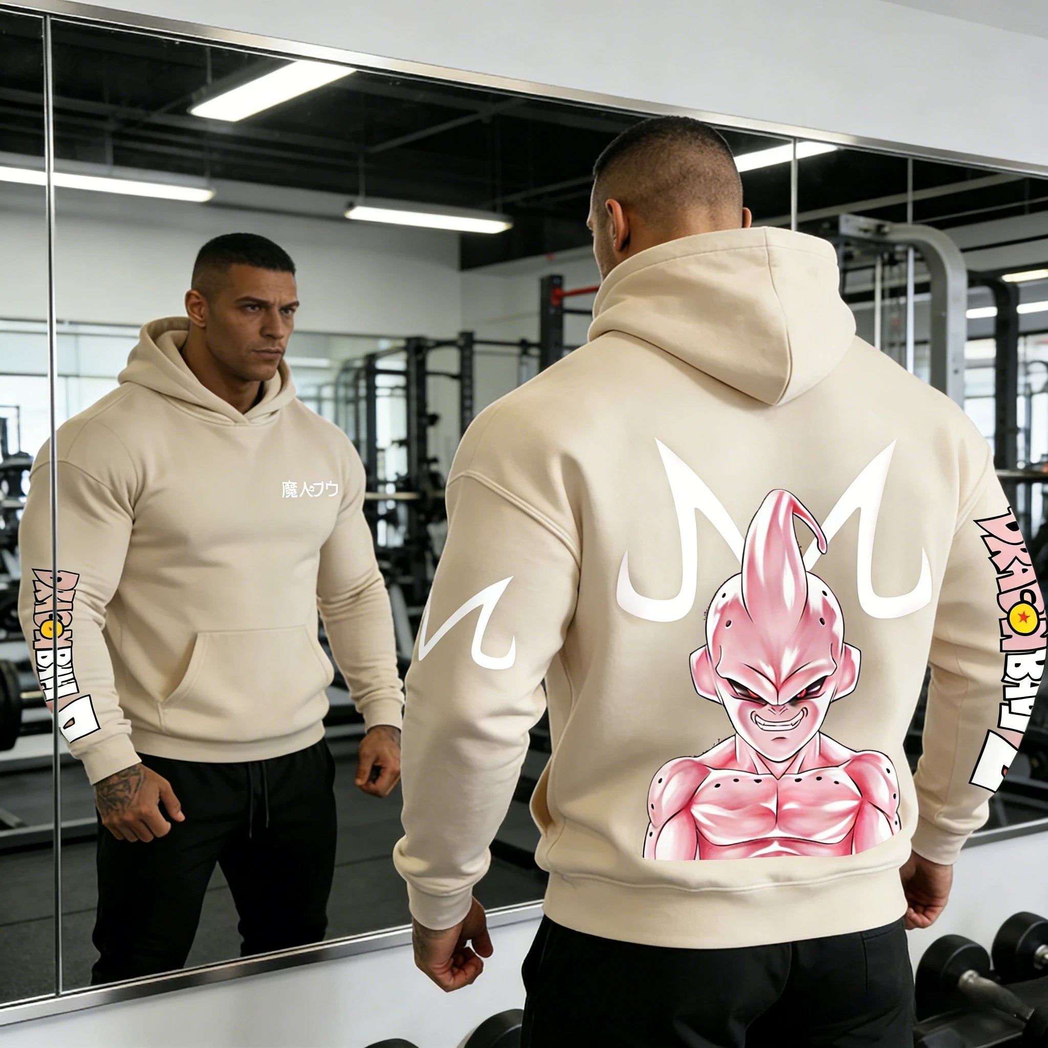 Dragon Ball Kid Buu Hoodie - Retro Gym Y2K Sweatshirt