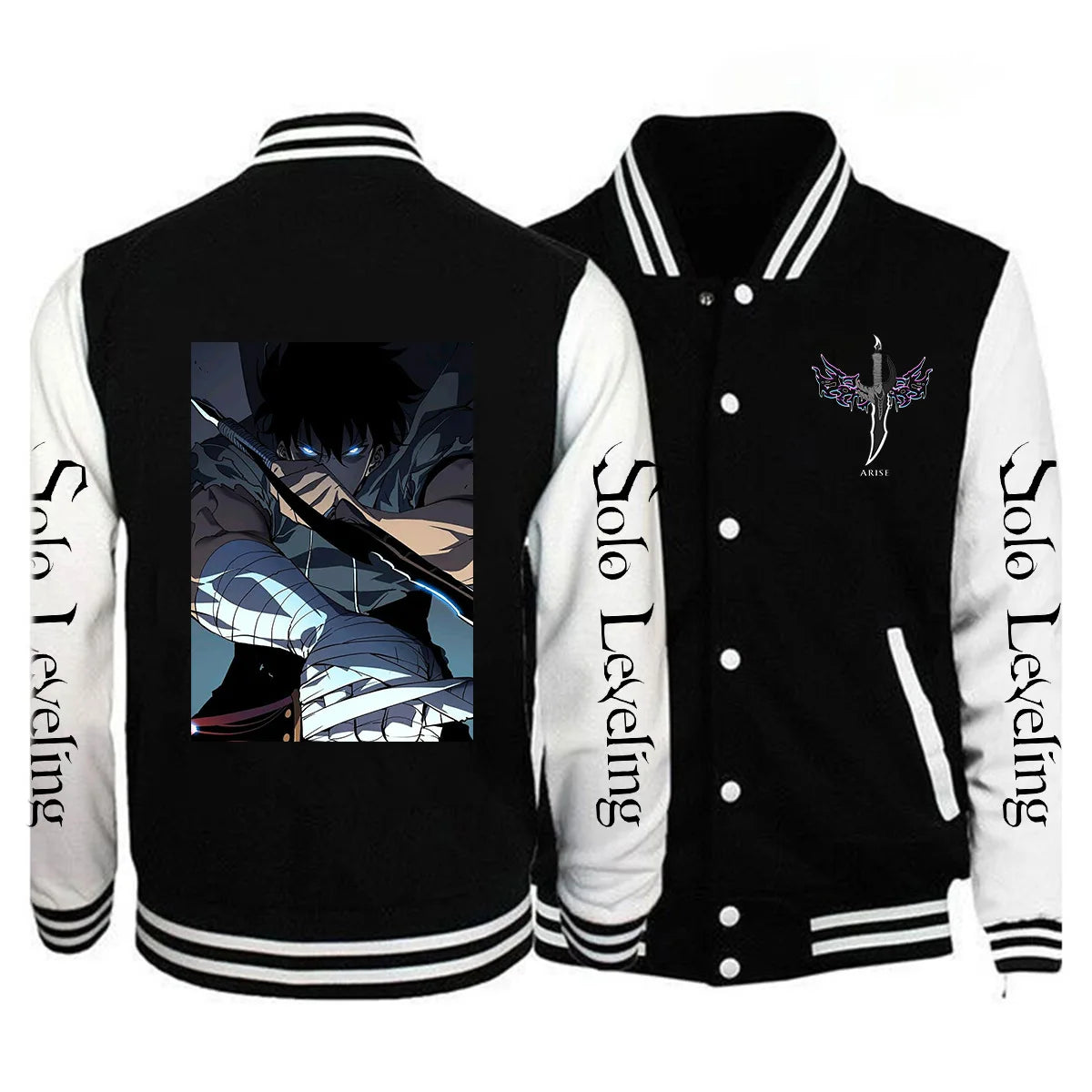 Limited Edition Men Fashion Solo Leveling Print Baseball Jacket Button Jacket Outerwear 2025 Spring Oversized Streetwear Solo Leveling Jacket