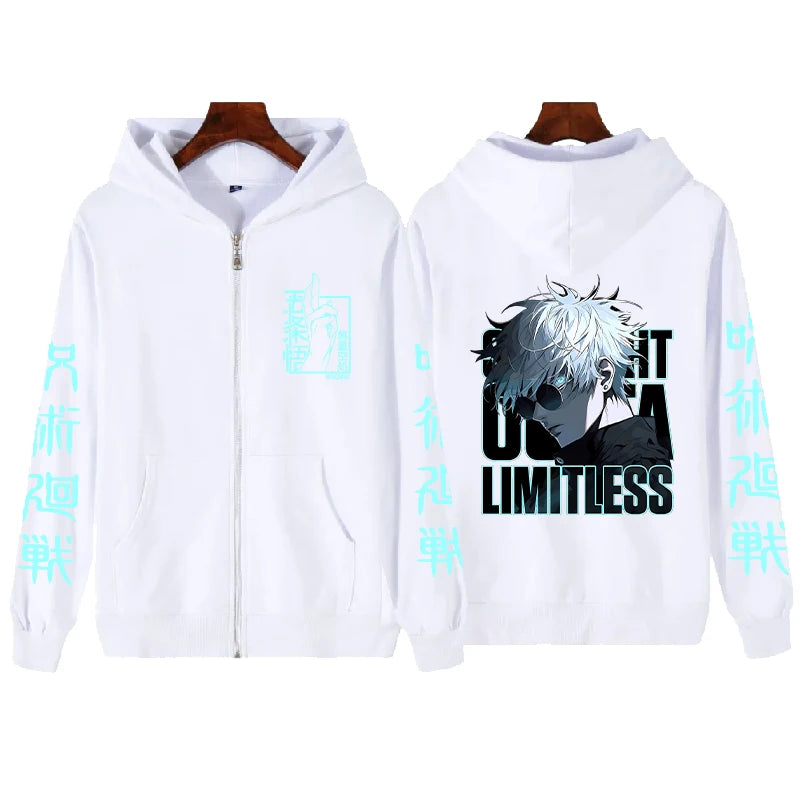 Jujutsu Kaisen Satoru Gojo Zip Hoodie - Harajuku Jacket