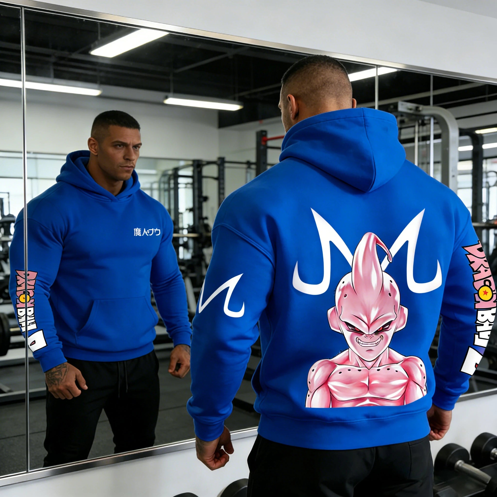 Dragon Ball Kid Buu Hoodie - Retro Gym Y2K Sweatshirt