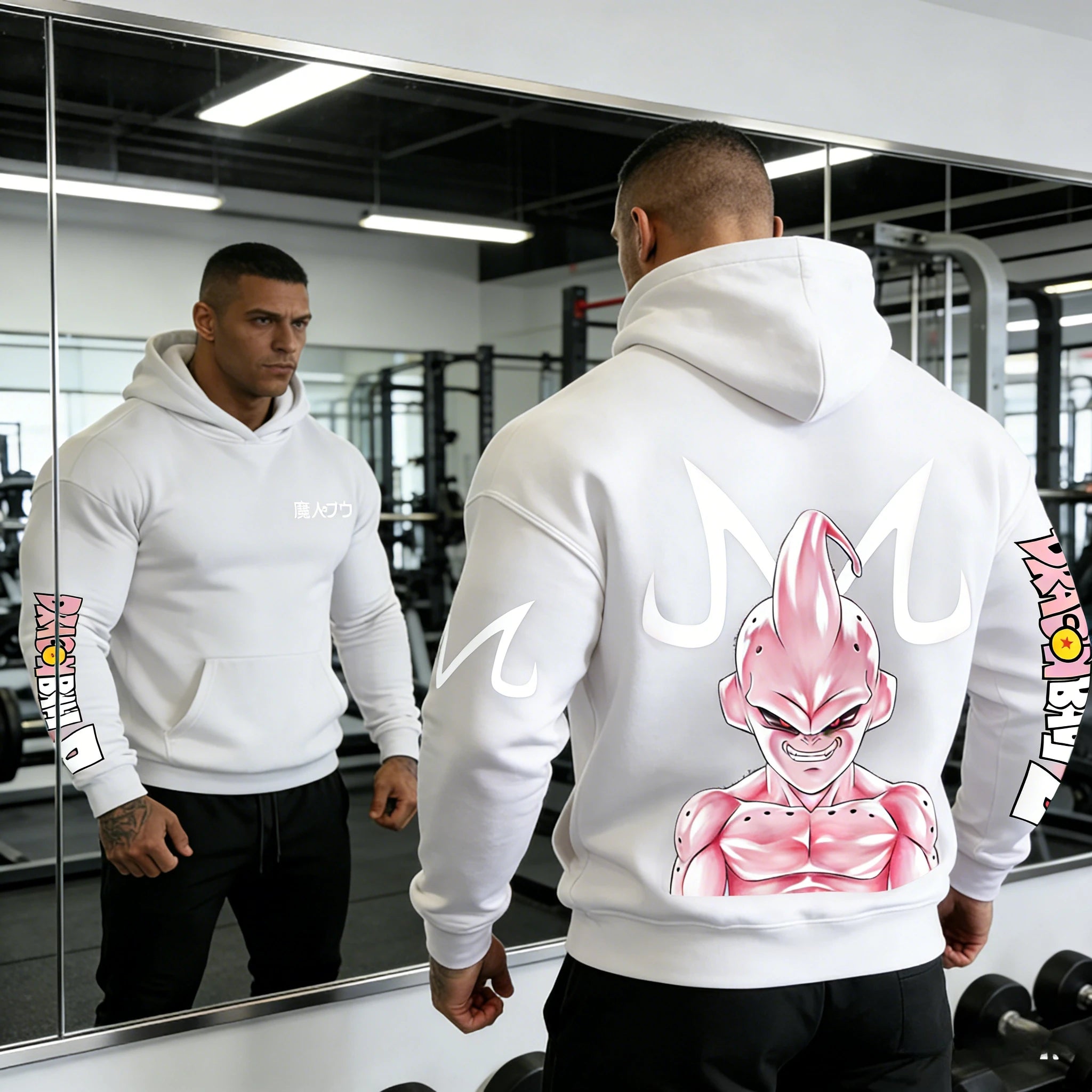 Dragon Ball Kid Buu Hoodie - Retro Gym Y2K Sweatshirt