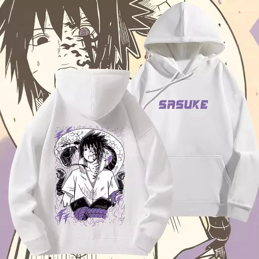 Naruto Uchiha Sasuke Hoodie - Harajuku Curse Print Streetwear