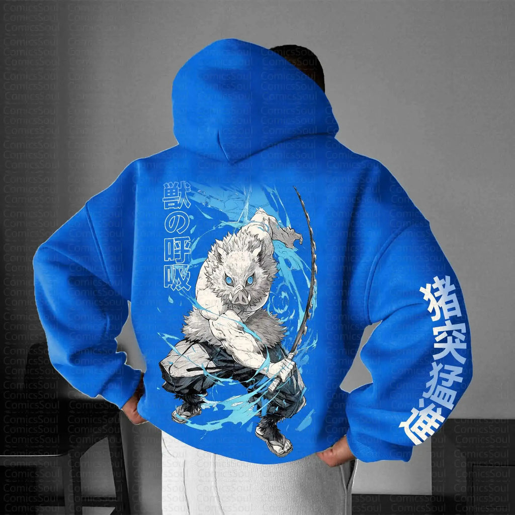 Demon Slayer Inosuke Hoodie Set - Boar Mask Beast Breathing