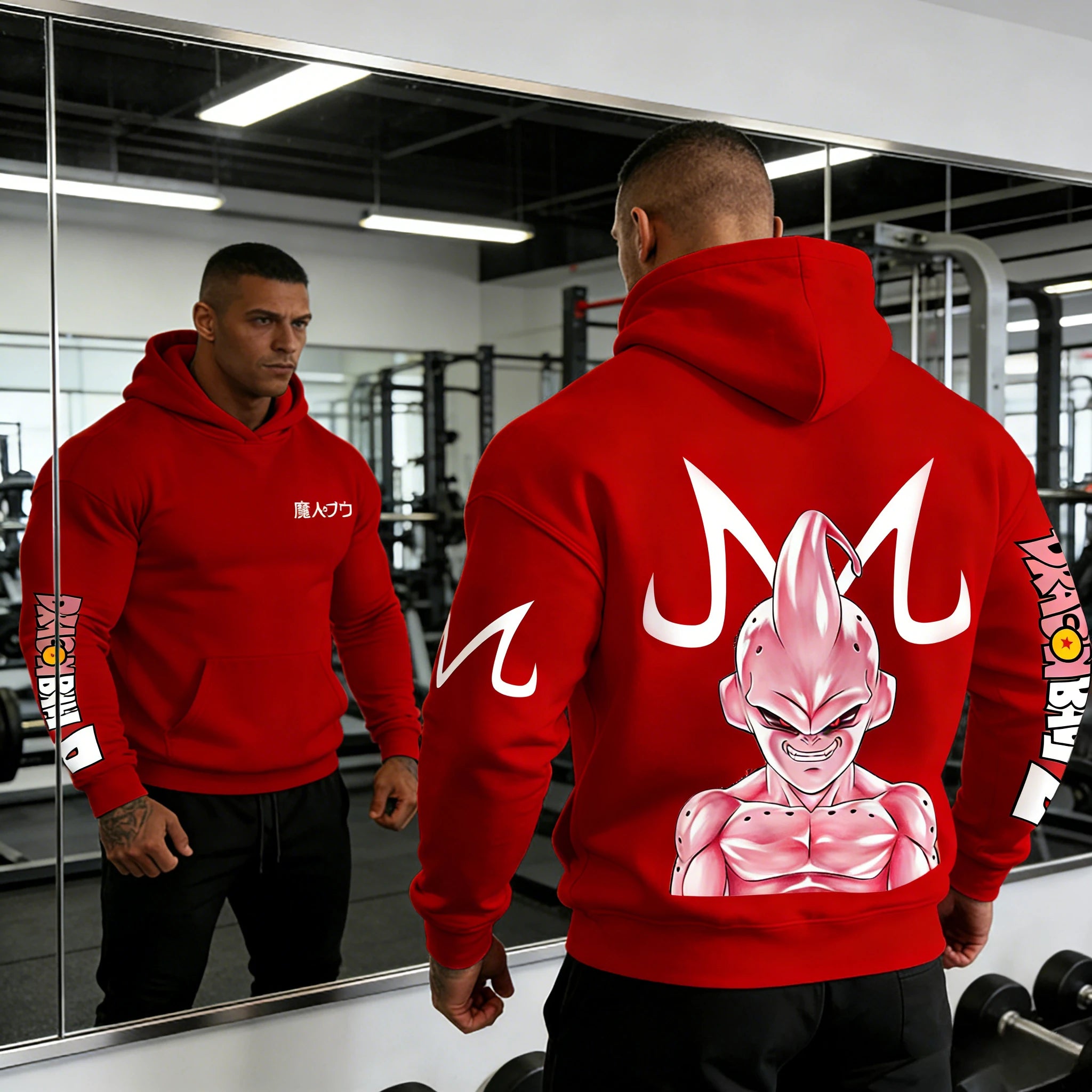 Dragon Ball Kid Buu Hoodie - Retro Gym Y2K Sweatshirt