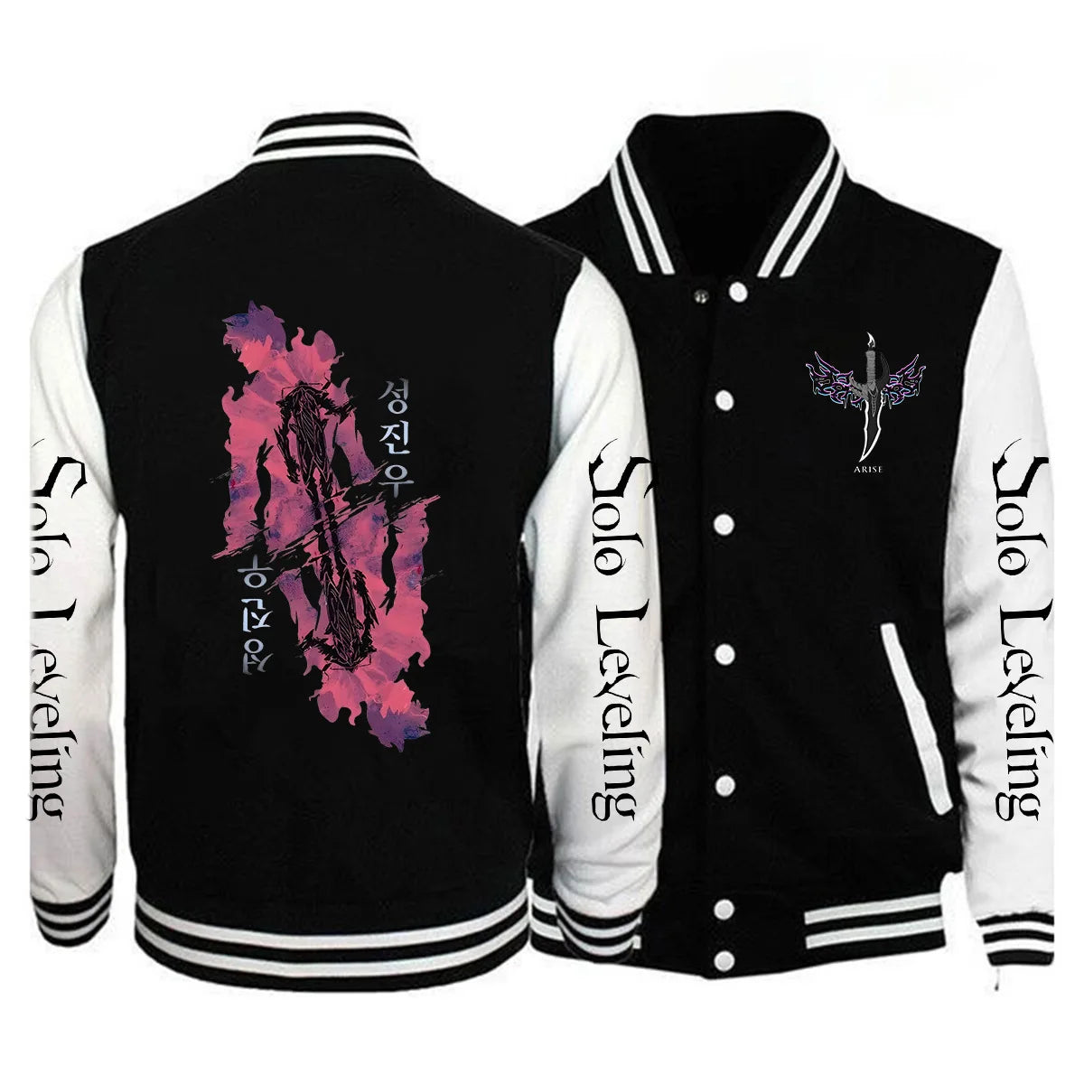 Limited Edition Men Fashion Solo Leveling Print Baseball Jacket Button Jacket Outerwear 2025 Spring Oversized Streetwear Solo Leveling Jacket