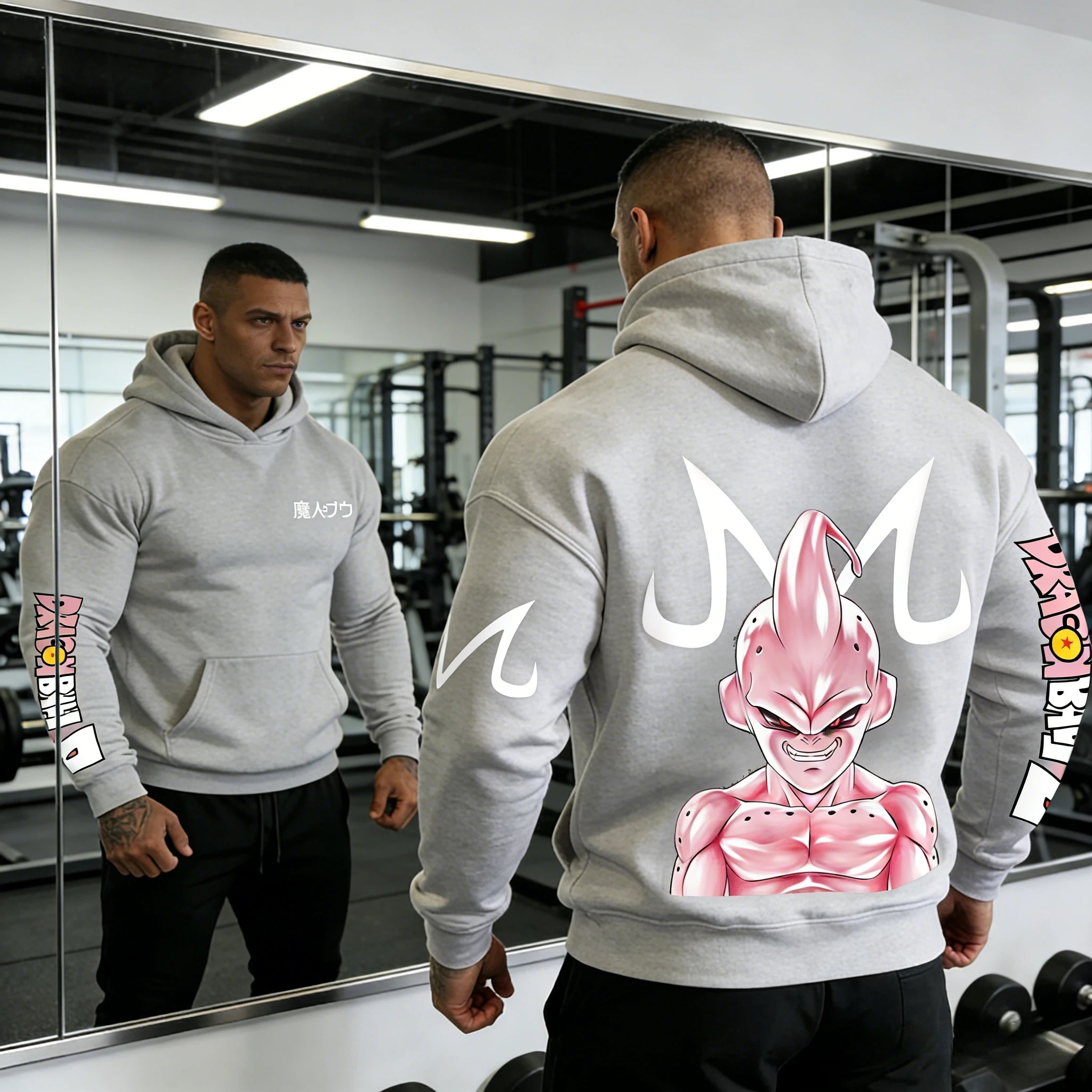 Dragon Ball Kid Buu Hoodie - Retro Gym Y2K Sweatshirt