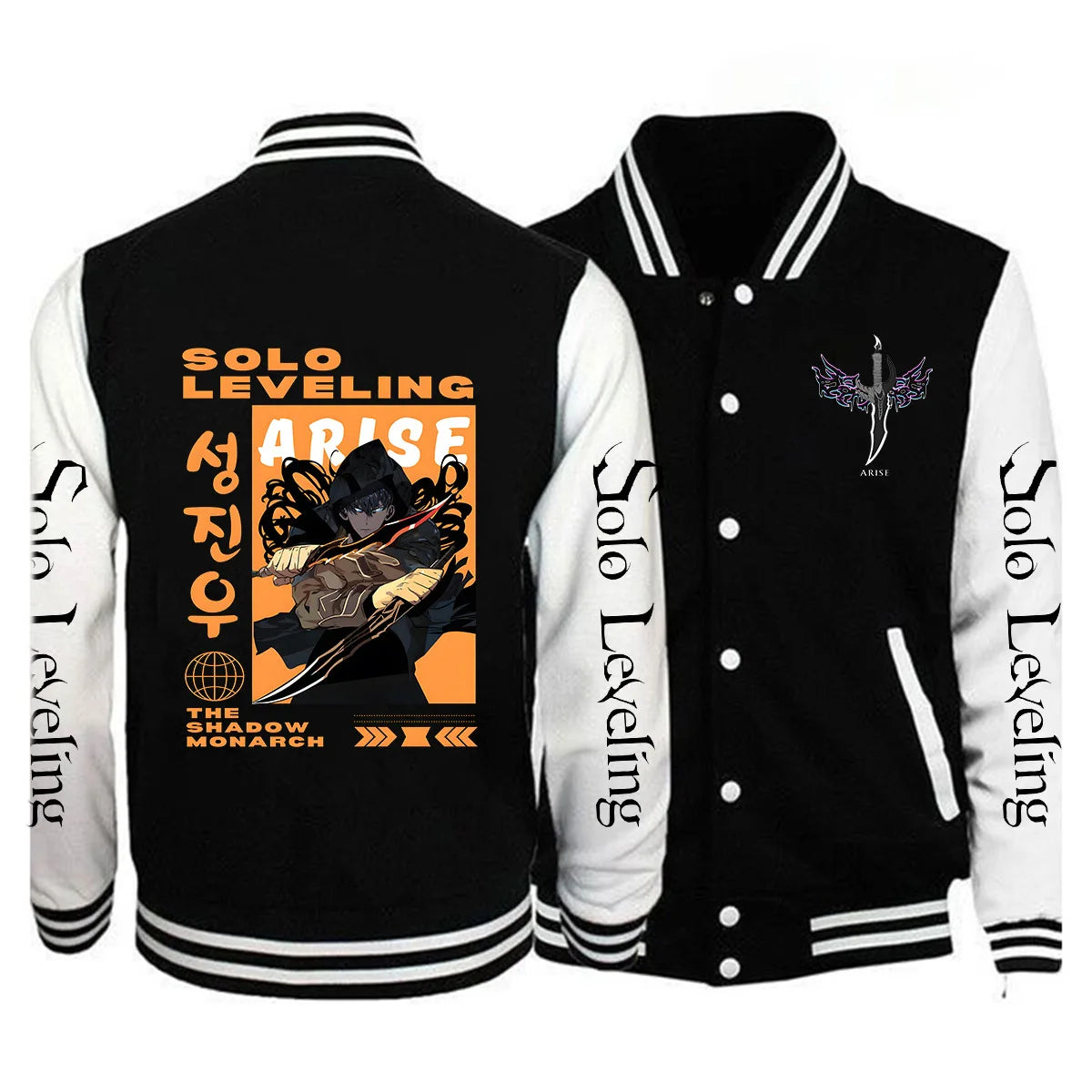 Limited Edition Men Fashion Solo Leveling Print Baseball Jacket Button Jacket Outerwear 2025 Spring Oversized Streetwear Solo Leveling Jacket