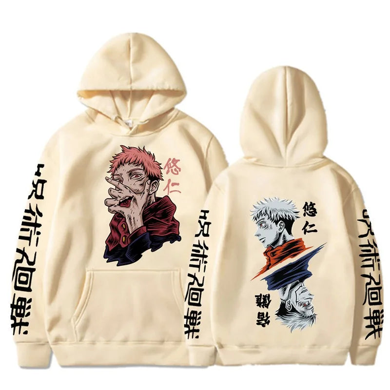 Jujutsu Kaisen Itadori Yuji Leisure Plus size student hoodie cross-grade fleece hooded sweatshirt Double-sided Graphic print