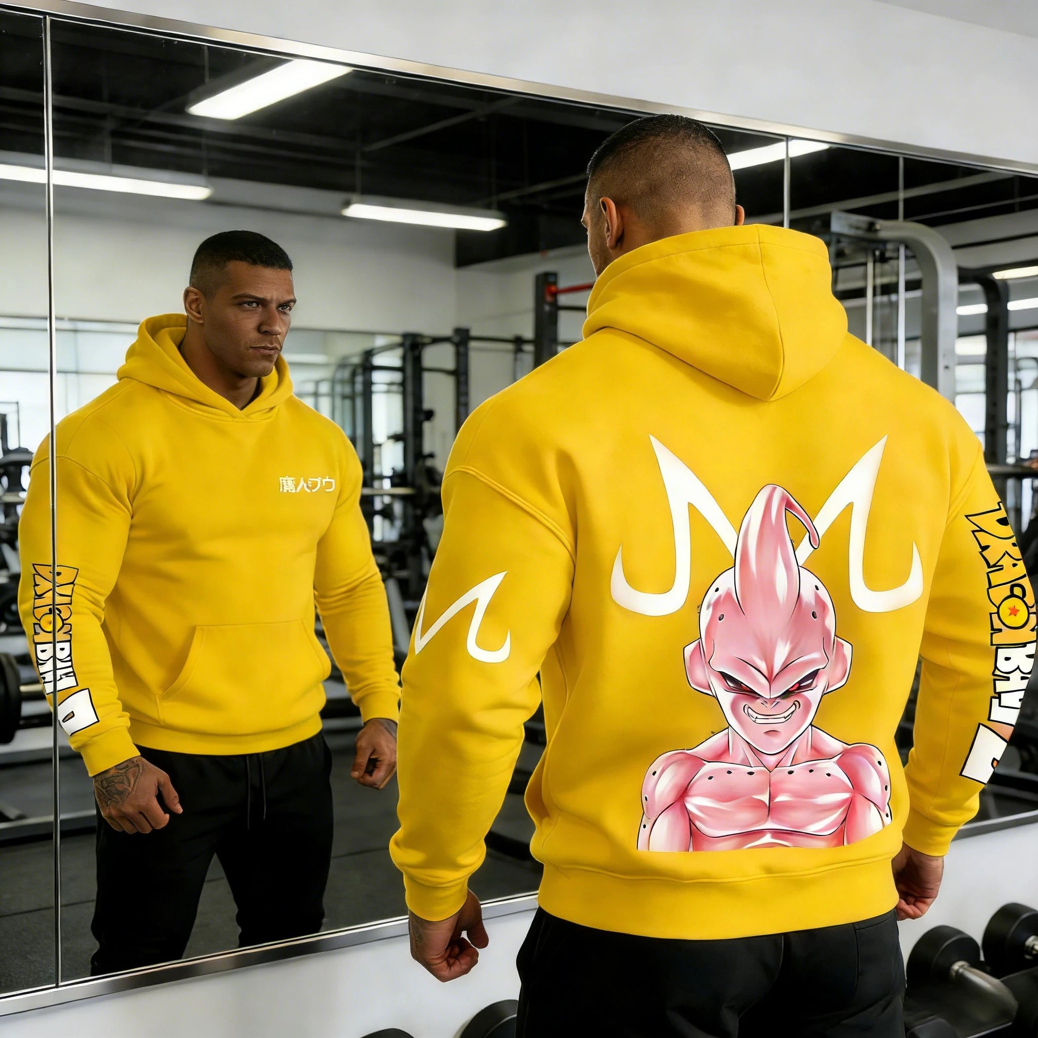 Dragon Ball Kid Buu Hoodie - Retro Gym Y2K Sweatshirt