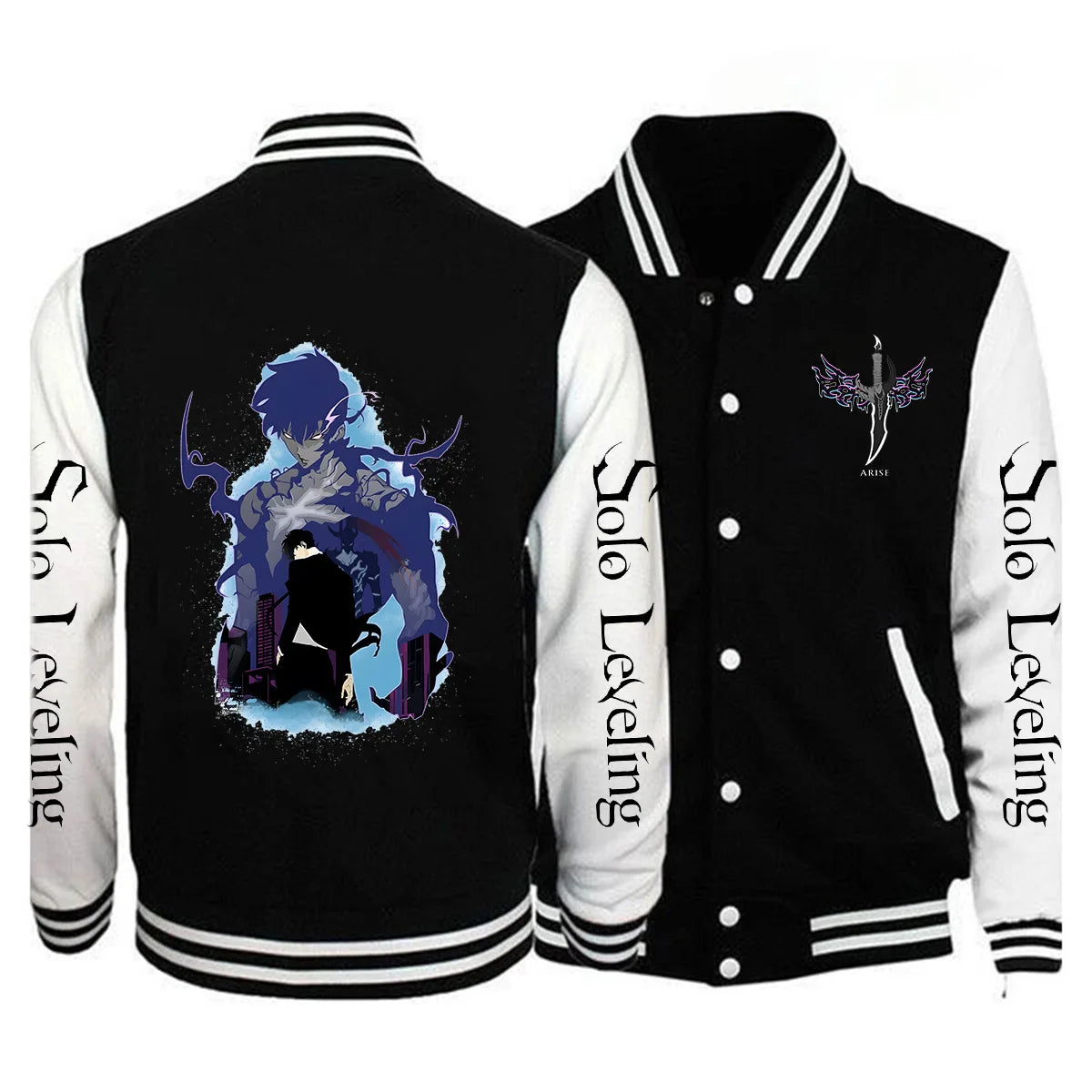 Limited Edition Men Fashion Solo Leveling Print Baseball Jacket Button Jacket Outerwear 2025 Spring Oversized Streetwear Solo Leveling Jacket