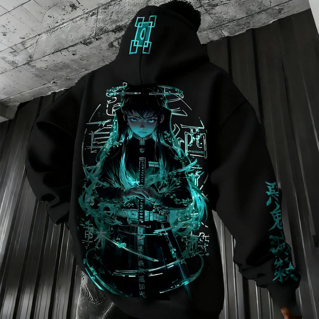 Demon Slayer Muichiro Tokito Hoodie - Harajuku Zipper Top