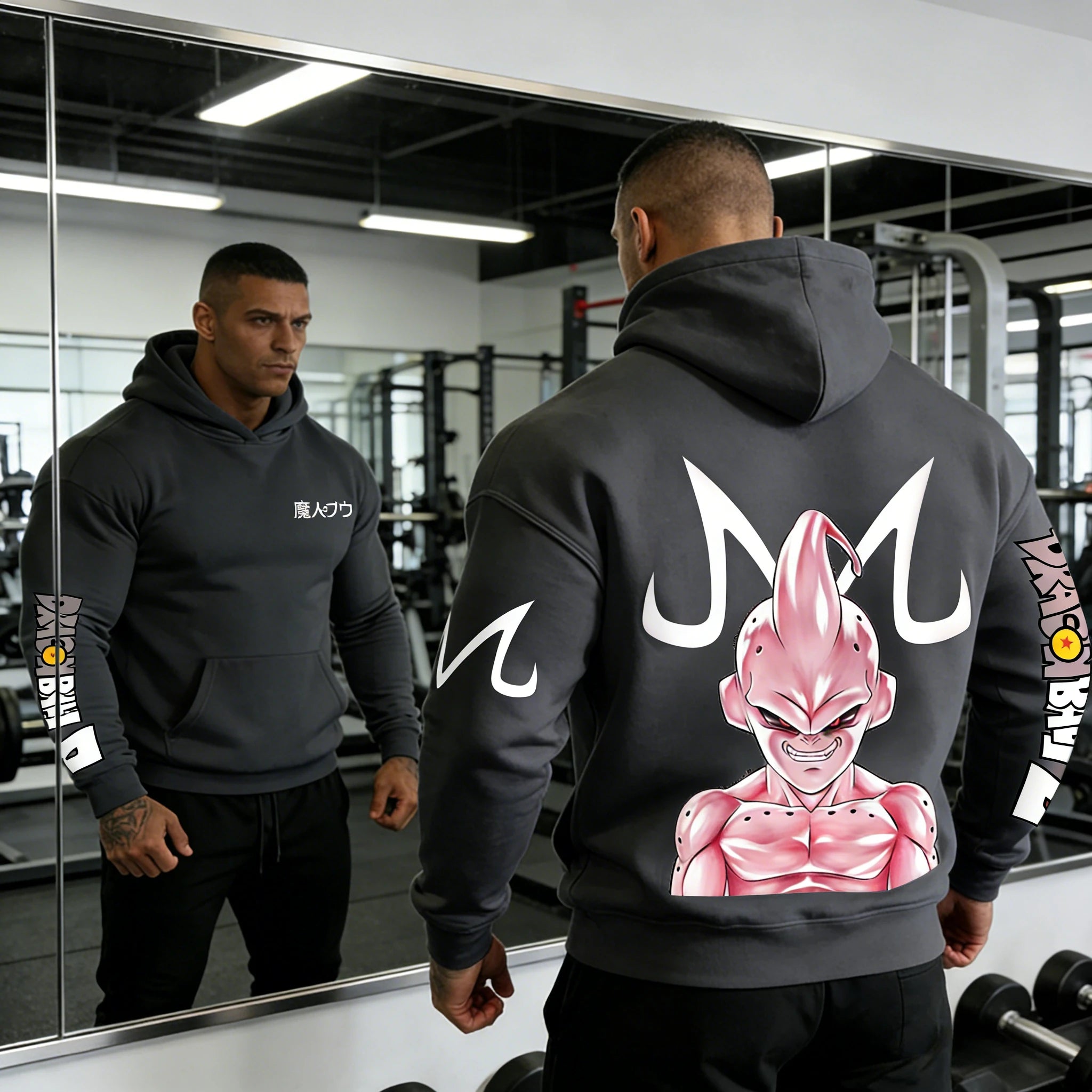 Dragon Ball Kid Buu Hoodie - Retro Gym Y2K Sweatshirt