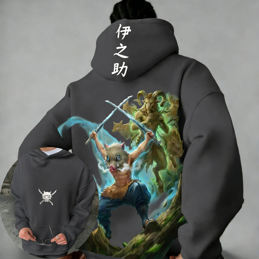 Demon Slayer Inosuke Hoodie - Y2K Harajuku Parent-Child Top